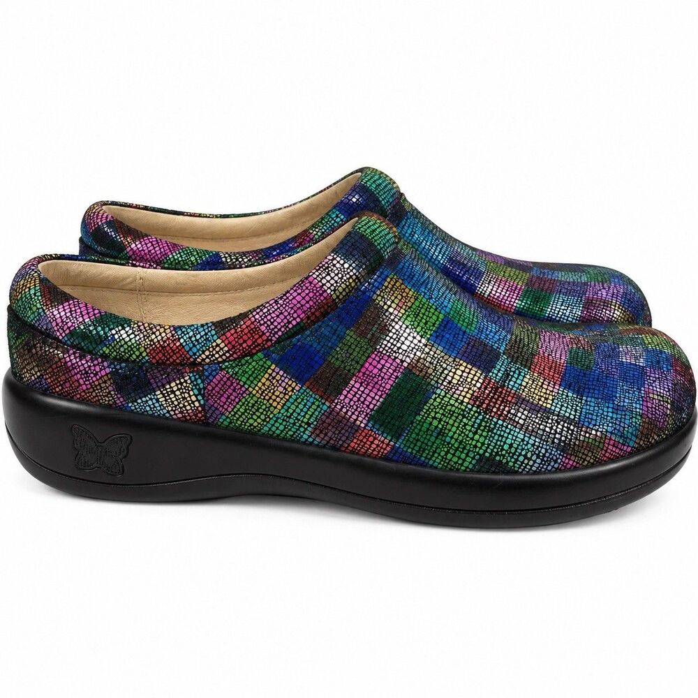 Alegria Clogs Womens EU 39 Multicolor Patchwork Leather Comfort Shoes